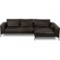 Canapé d'angle BERRY en 100% TOUT cuir italien de prestige, noir, angle droit, 5 places