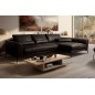 Canapé d'angle BERRY en 100% TOUT cuir italien de prestige, noir, angle droit, 5 places