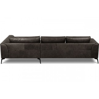 Canapé d'angle BERRY en 100% TOUT cuir italien de prestige, noir, angle droit