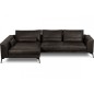 Canapé d'angle BERRY 100% TOUT cuir italien de prestige, noir, angle gauche, 5 places