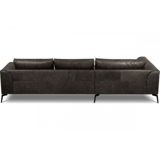 Canapé d'angle BERRY 100% TOUT cuir italien de prestige, noir, angle gauche