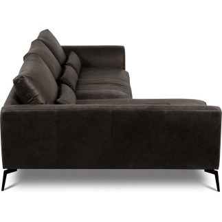 Canapé d'angle BERRY 100% TOUT cuir italien de prestige, noir, angle gauche