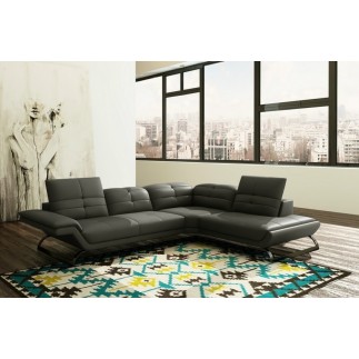 Canapé d'angle en cuir Prestige italien 5 places MODERNI, gris foncé