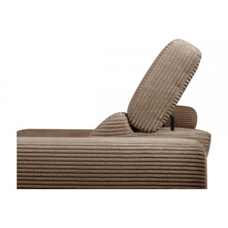 Canapé d'angle avec relax électrique , velours cotelé REVANO, marron angle gauche