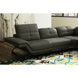 Canapé d'angle en cuir Prestige italien 5 places MODERNI, gris foncé