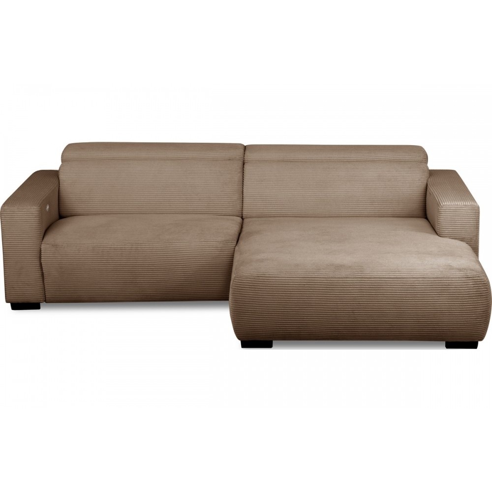 Canapé d'angle avec relax électrique en velours cotelé REVANO, marron, angle droit, 3 places Canapé d'angle avec relax électrique en velours cotelé REVANO, marron, angle droit, 3 places