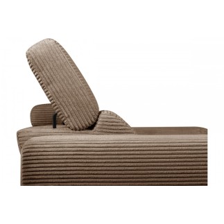 Canapé d'angle avec relax électrique en velours cotelé REVANO, marron, angle droit