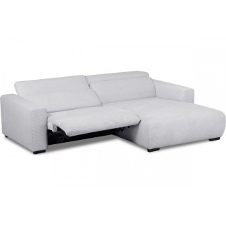 Canapé d'angle avec relax électrique en velours cotelé REVANO, gris clair, angle droit