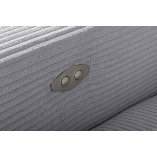 Canapé d'angle avec relax électrique en velours cotelé REVANO, gris clair, angle droit