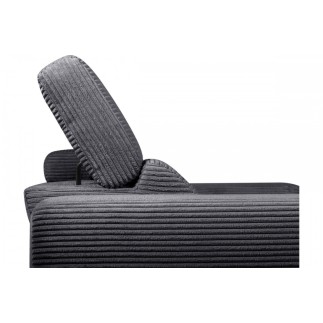 Canapé d'angle avec relax électrique en velours cotelé REVANO, gris foncé, angle gauche