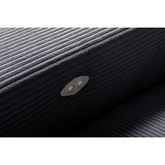 Canapé d'angle avec relax électrique en velours cotelé REVANO, gris foncé, angle droit