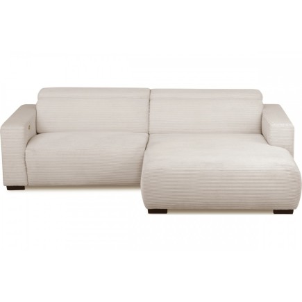 Canapé d'angle avec relax électrique en velours cotelé REVANO, beige clair, angle droit