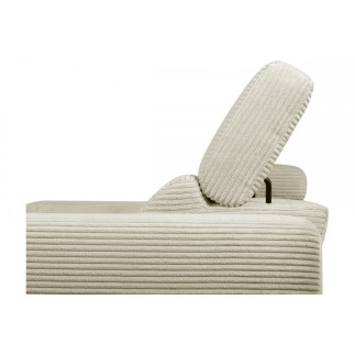 Canapé d'angle avec relax électrique en velours cotelé REVANO, beige clair, angle gauche
