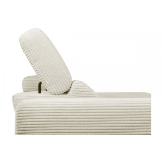 Canapé d'angle avec relax électrique en velours cotelé REVANO, ivoire, angle droit
