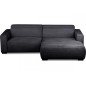 Canapé d'angle avec relax électrique en velours cotelé REVANO, noir, angle droit, 3 places