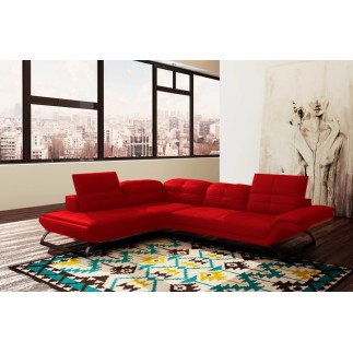 Canapé d'angle en cuir italien 5 places MODERNI, rouge