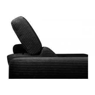Canapé d'angle avec relax électrique en velours cotelé REVANO, noir, angle droit
