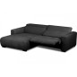 Canapé d'angle avec relax électrique , velours cotelé REVANO, noir, angle gauche, 3 places Canapé d'angle avec relax électrique , velours cotelé REVANO, noir, angle gauche, 3 places