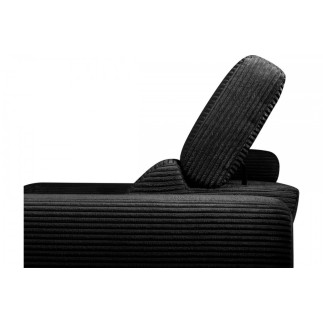 Canapé d'angle avec relax électrique , velours cotelé REVANO, noir, angle gauche