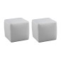 Ensemble de 2 poufs carrés en cuir, blanc. Ensemble de 2 poufs carrés en cuir, blanc.