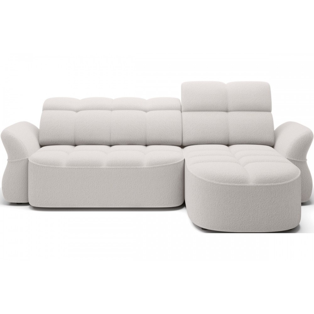 Canapé d'angle profondeur réglable, BENSON en tissu bouclette Luxe - ivoire, 4-5 places, angle droit (vu de face) Canapé d'angle profondeur réglable, BENSON en tissu bouclette Luxe - ivoire, 4-5 places, angle droit (vu de face)