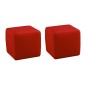 Ensemble de 2 poufs carrés en cuir, rouge. Ensemble de 2 poufs carrés en cuir, rouge.