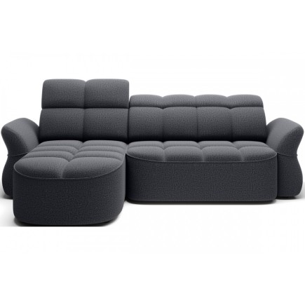 - Canapé d'angle profondeur réglable BENSON velours Luxe gris foncé 4-5 places, angle gauche (vu de face)
