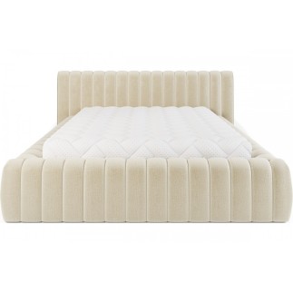 Lit double avec coffre CARINO VELOURS de qualité luxe capitonné, beige clair, 140x200