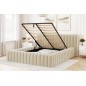 Lit double avec coffre CARINO VELOURS de qualité luxe capitonné, beige clair, 140x200