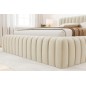 Lit double avec coffre CARINO VELOURS de qualité luxe capitonné, beige clair, 140x200