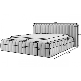 Lit double avec coffre CARINO VELOURS de qualité luxe capitonné, beige clair, 160x200