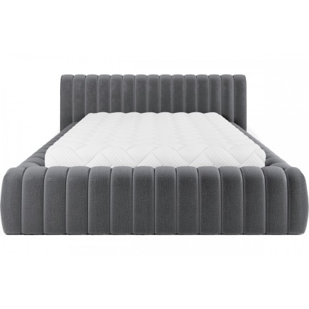 Lit double avec coffre CARINO VELOURS de qualité luxe capitonné, gris foncé, 140x200