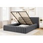 Lit double avec coffre CARINO VELOURS de qualité luxe capitonné, gris foncé, 140x200 Lit double avec coffre CARINO VELOURS de qualité luxe capitonné, gris foncé, 140x200