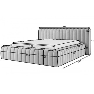 Lit double avec coffre CARINO VELOURS de qualité luxe capitonné, gris foncé, 140x200