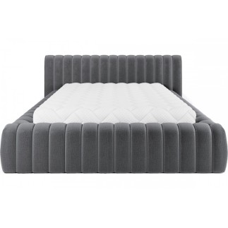 Lit double avec coffre CARINO VELOURS de qualité luxe capitonné, gris foncé, 160x200