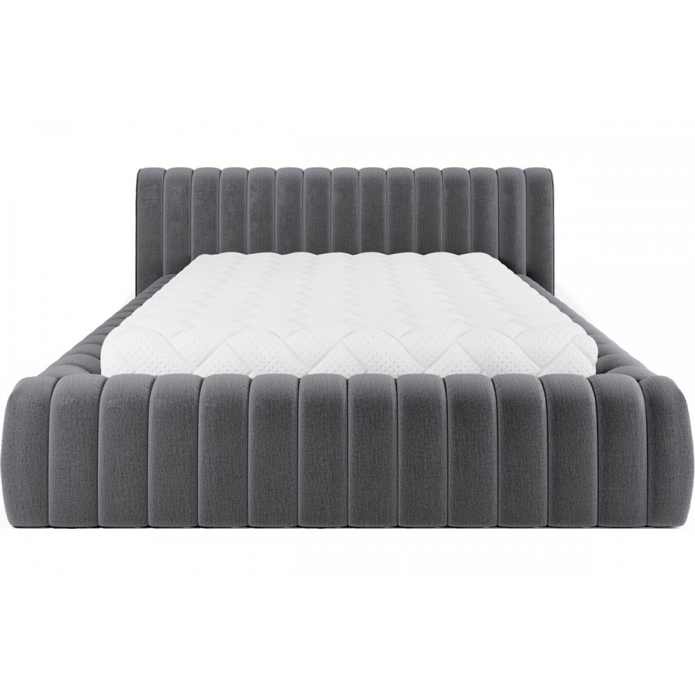 Lit double avec coffre CARINO VELOURS de qualité luxe capitonné, gris foncé, 160x200 Lit double avec coffre CARINO VELOURS de qualité luxe capitonné, gris foncé, 160x200