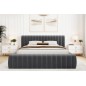Lit double avec coffre CARINO VELOURS de qualité luxe capitonné, gris foncé, 160x200 Lit double avec coffre CARINO VELOURS de qualité luxe capitonné, gris foncé, 160x200