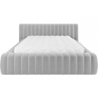 Lit double avec coffre CARINO VELOURS de qualité luxe capitonné, gris clair, 140x200
