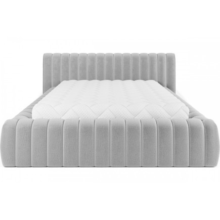Lit double avec coffre CARINO VELOURS de qualité luxe capitonné, gris clair, 160x200