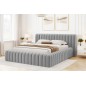Lit double avec coffre CARINO VELOURS de qualité luxe capitonné, gris clair, 160x200