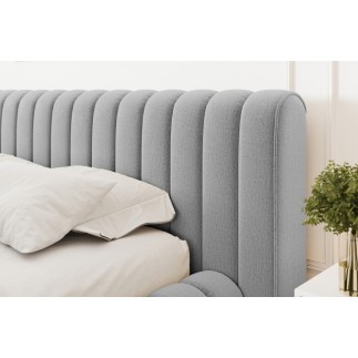 Lit double avec coffre CARINO VELOURS de qualité luxe capitonné, gris clair, 160x200