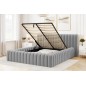 Lit double avec coffre CARINO VELOURS de qualité luxe capitonné, gris clair, 180x200