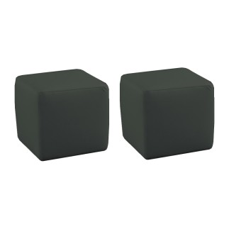 Ensemble de 2 poufs carrés en cuir, gris foncé.