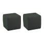 Ensemble de 2 poufs carrés en cuir, gris foncé. Ensemble de 2 poufs carrés en cuir, gris foncé.