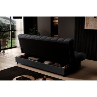 Canapé 3 places convertible CLARO en tissu gris foncé