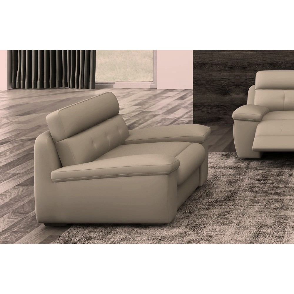 Fauteuil 1 place relaxation en cuir italien OLSEN , gris clair Fauteuil 1 place relaxation en cuir italien OLSEN , gris clair