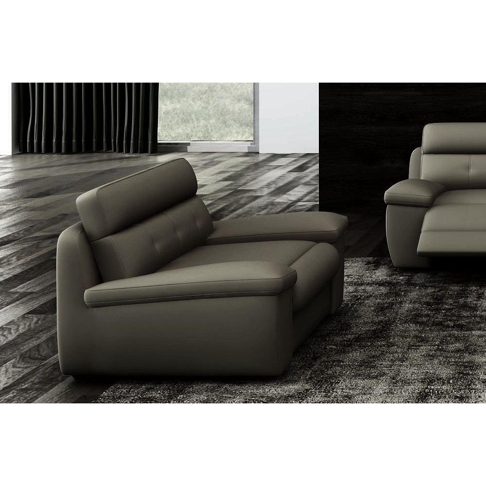 Fauteuil 1 place relaxation en cuir italien OLSEN , gris foncé