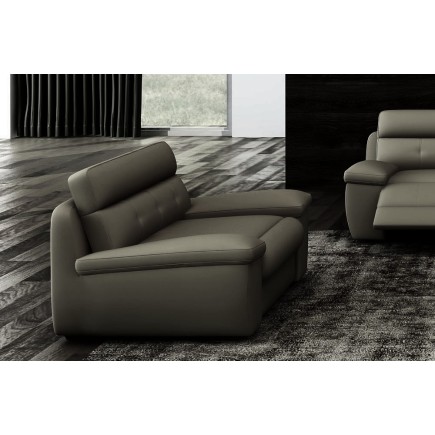 Fauteuil 1 place relaxation en cuir italien OLSEN , gris foncé