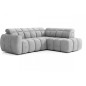 Canapé d'angle profondeur réglable FASANO velours Luxe gris clair, 5 places, angle droit (vu de face)
