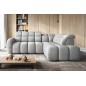 Canapé d'angle profondeur réglable FASANO velours Luxe gris clair, 5 places, angle droit (vu de face)